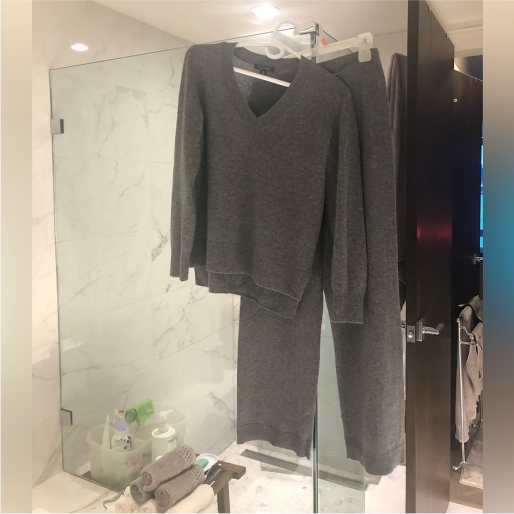 Cozy Gray V-Neck Sweater and Pants Set